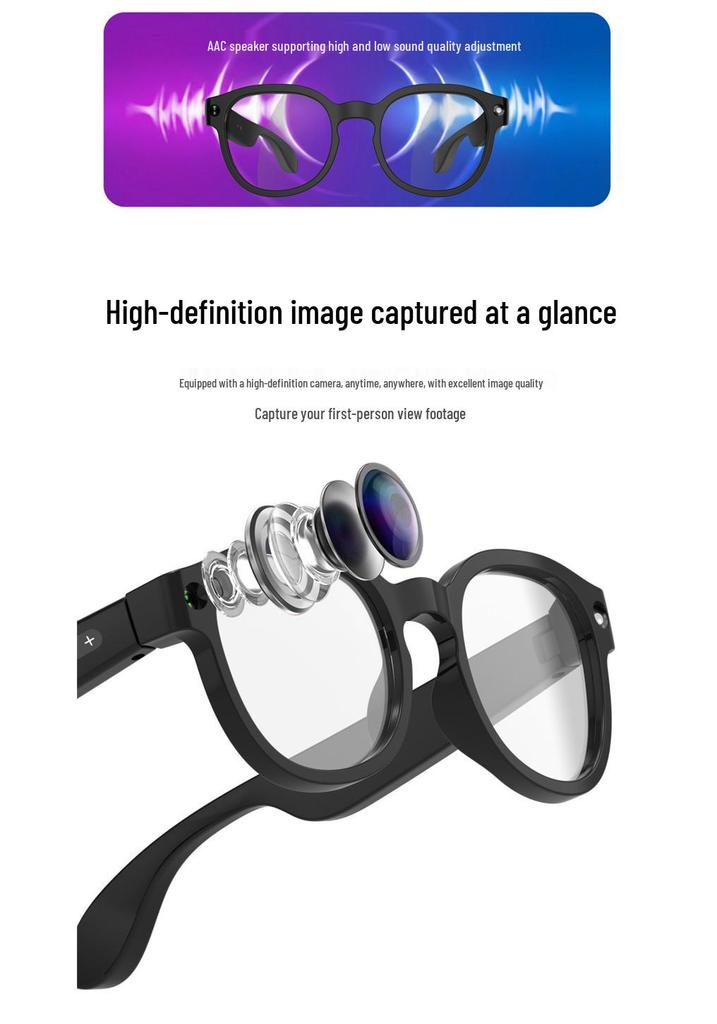 AIMB-S1 Smart Glasses: 5MP Camera, Anti-Shake, AI Translation, Image Recognition, HD Recording