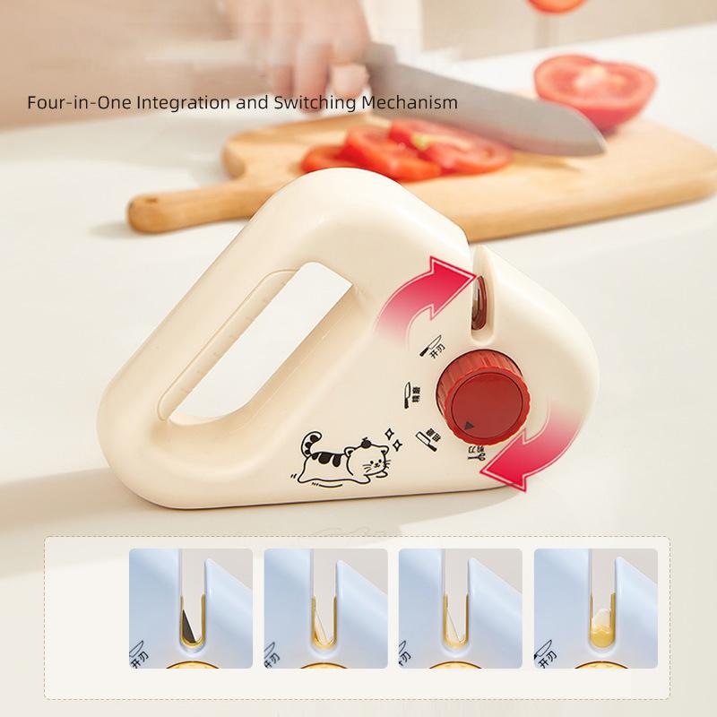 Hand-Held Four-In-One Knife Sharpener Household Sharpening Tool Kitchen Double-Sided Grindstone Knife Sharpening Artifact