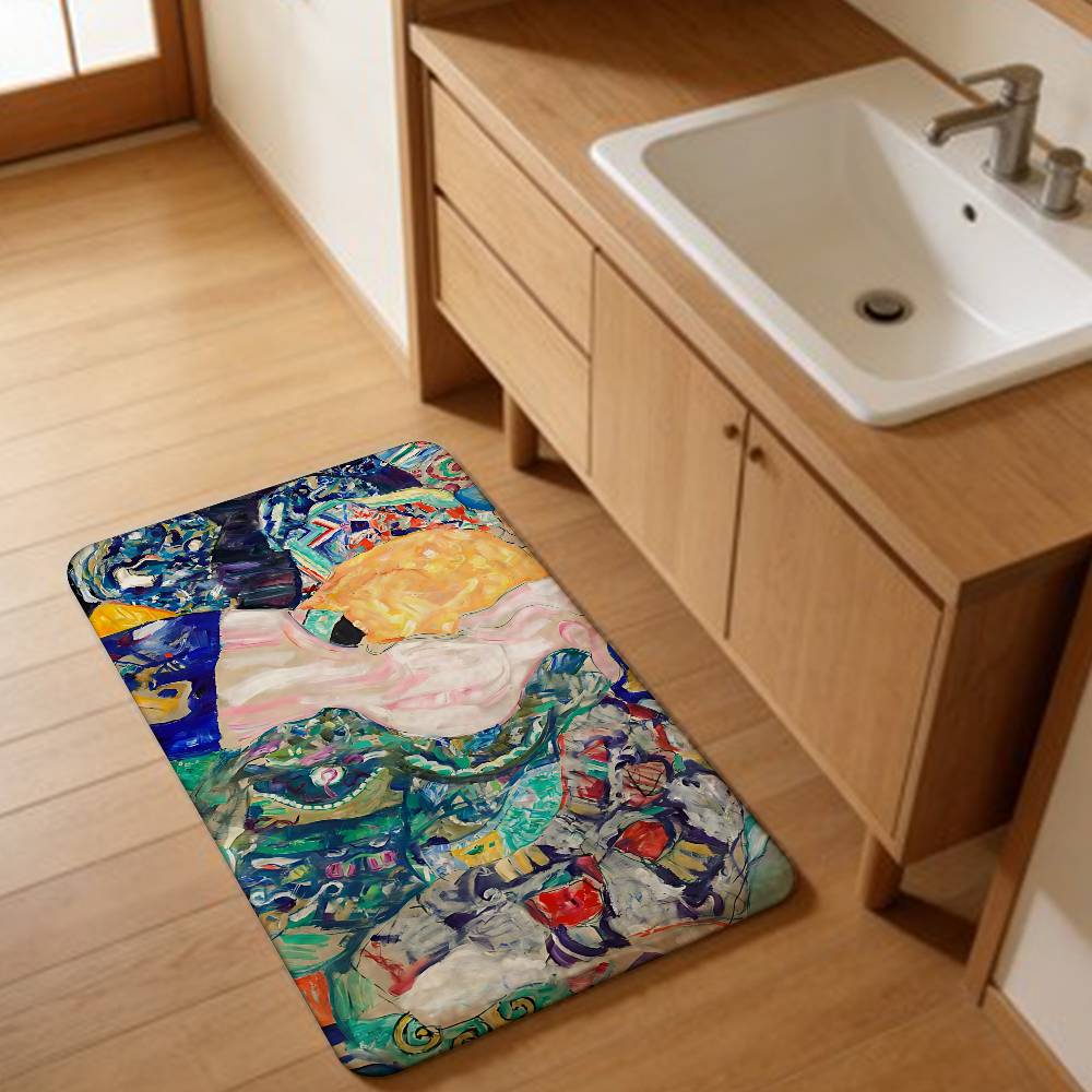 Gustav Klimt The Kiss Soft Hallway Carpet Non-Slip Laundry Room Mat Laundry Decor Balcony Child Living Room Toilet Rug