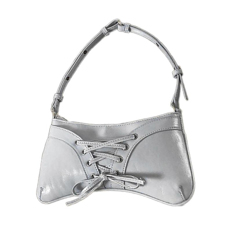 PU Leather Shoulder Bag Sweet Bows Armpit Bag Small Crossbody Bag Versatile Handbag Underarm Bag for Women Girls Silver