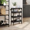 VidaXL Chariot de Cuisine, Étagère de Rangement, Chariot de Service avec Roulettes, Organisateur de Maison, Noir Bois 842351