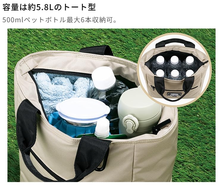 THERMOS Authentic Insulated Round Tote Bag, Approx. 5.8L, 2025 RFJ-001, Black (BK)