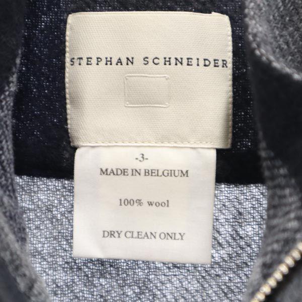 STEPHAN SCHNEIDER Check Pattern Stand Collar Wool Jacket 3 Gray Men's Used