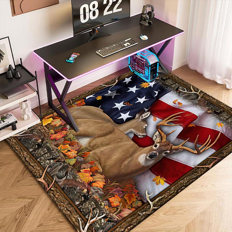 1pc American Flag Patriotic Pet Carpet Rug for Living Room Bedroom Home Sofa Decoration,Kids Play Non-slip Floor Mat