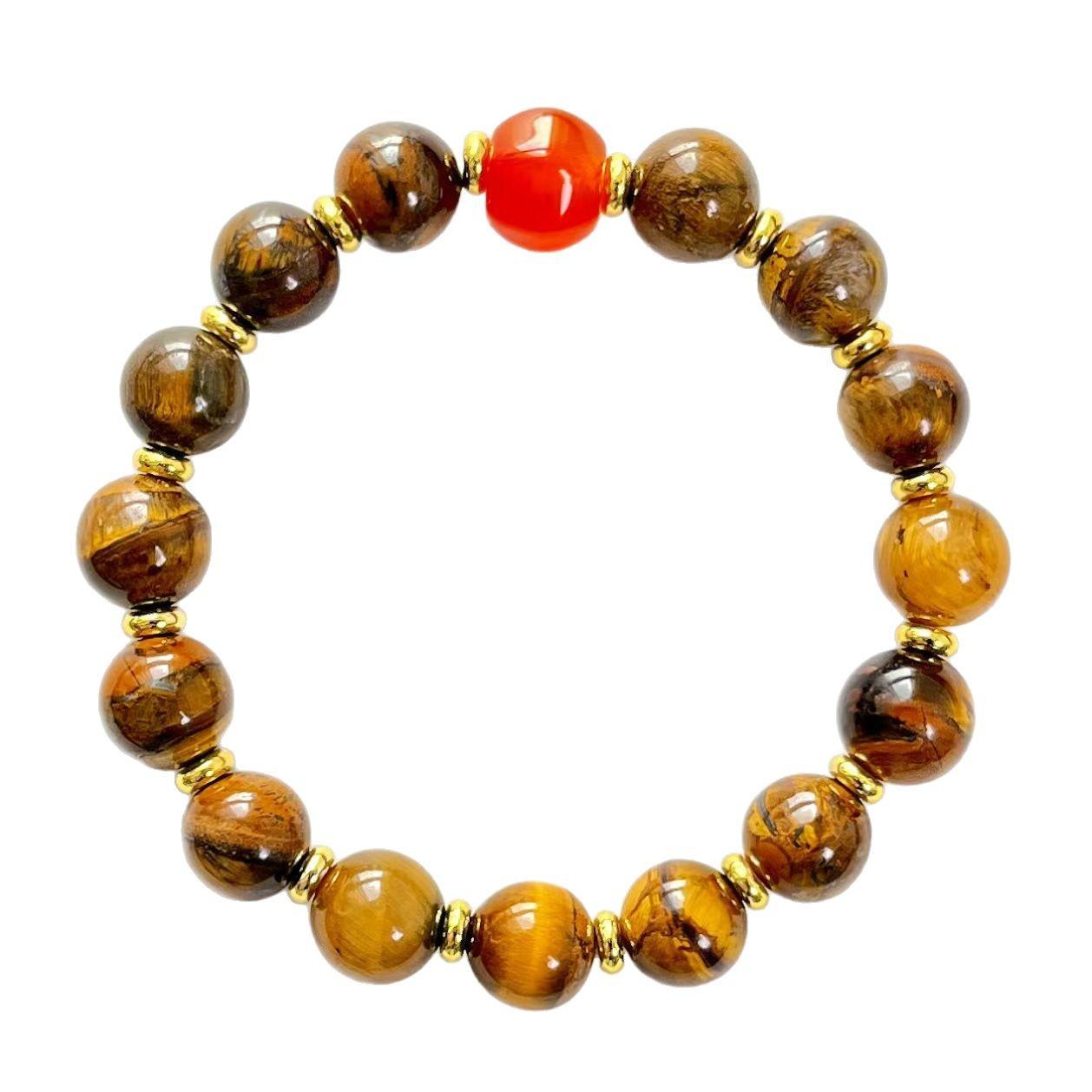 

Браслет из натурального тигрового глаза и халцедона 10 мм, бутик, Браслет, Верность над основой