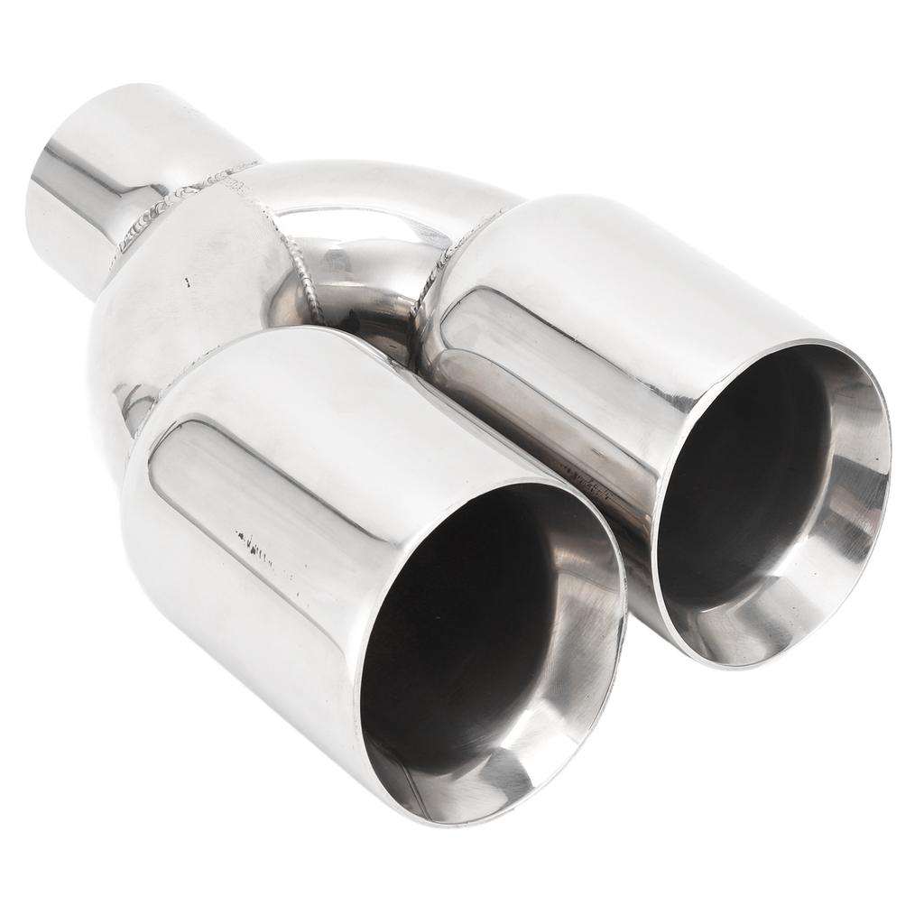63x89mm Car Dual Exhaust Tip Stainless Steel Silver Weld On Universal Y Shaped Tailpipe for