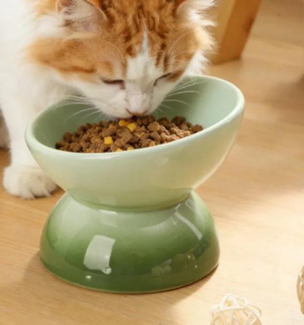 Bowl for cats and dogs of small breeds BARQ Sfera, ceramic, inclined, on a stand (White)