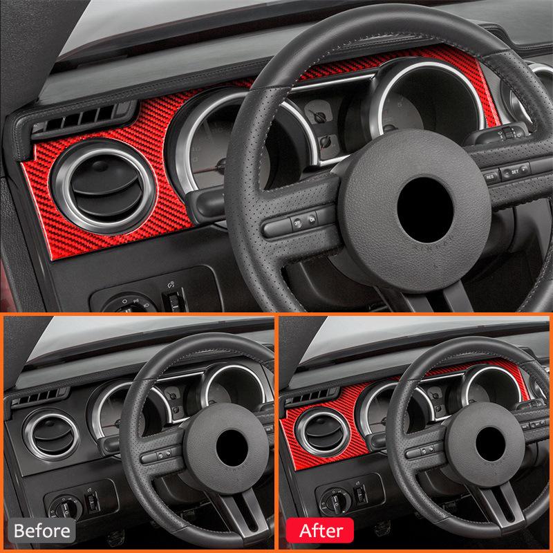 For Ford Mustang 2005-2009 Carbon Fiber Car Dashboard Panel Air Outlet Frame Decoration Sticker Auto Interior Accessories