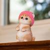 Figure Cat Figurine Interior Gardening Ornament Resin Knit Hat Birthday Present Gift Perfect Present Cb014b [Devalier] Women's [Genuine Product]