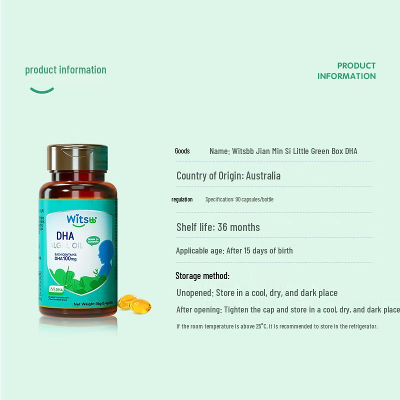 Witsbb Algae Oil DHA Supplement for Infants and Children
