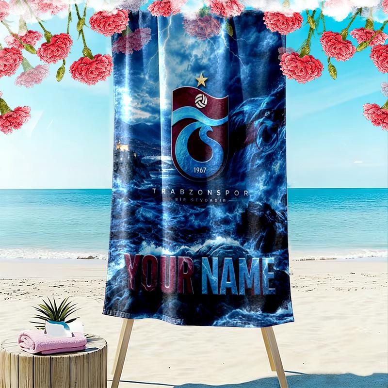 Name Custom Trabzonspor Print Beach Towel, Large Soft Quick Dry Towel for Beach Camping Swimming
