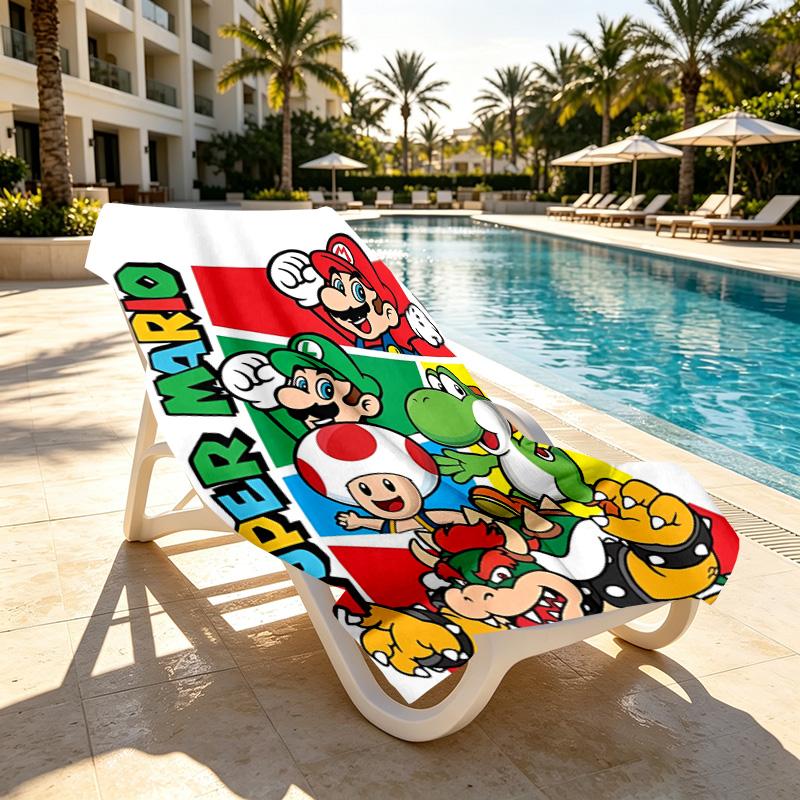 Super Mario Print Beach Towel Design, Soft, Lightweight. for Home Bathroom, Spa, Pool, Yoga, Surfing, Camping, Gift for Family, Friend