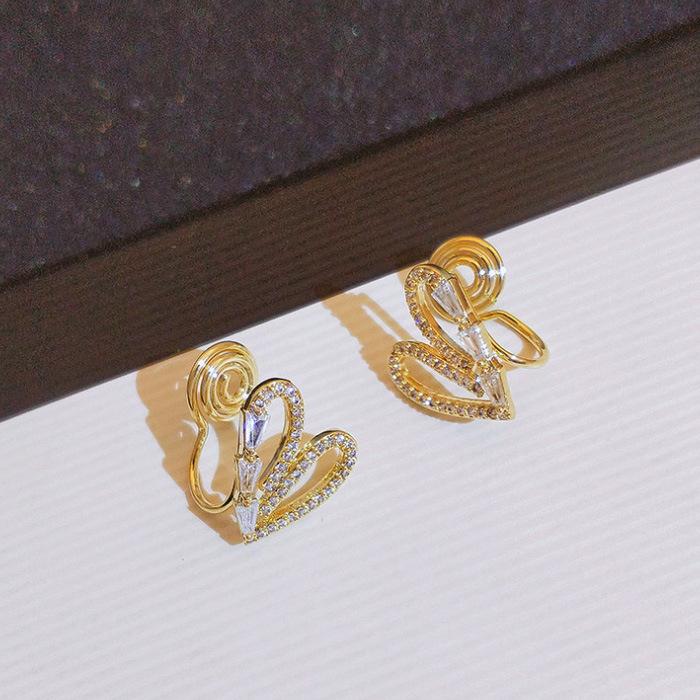 Love Stud Earrings Trendy Cold Wind Earrings Imitation Zircon Earclips Women'S Earrings Without Earrings