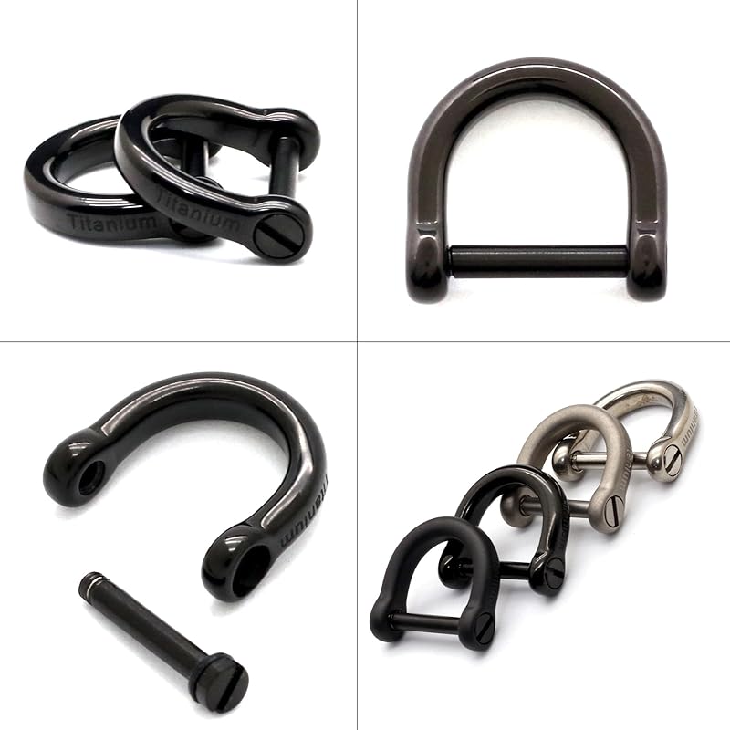 [TUNUKE] D-ring Titanium Small Size Mini Screw Type with Screwdriver Key Ring Key Ring Carabiner Key Car (Glossy Black X2)