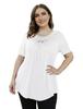 Top Estivo da Donna Taglie Forti con Ruffle in Pizzo a Manica Corta e Cintura (M-4XL)