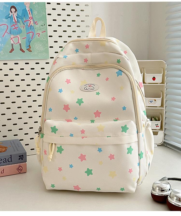 Schoolbag High Value and Lightweight Ins Harajuku Little Star Printed Schoolbag Japanese Ins Sweet Soft Sister Travel Cute Backpack