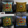 AAlgerian Passport Pattern Cushion Cover Natural Linen Organic Fabric DoubleSided Printing Sofa Home Decor Gift Pillow Case