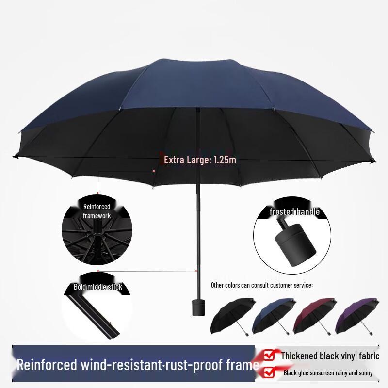 Xinyuxuan 120cm Navy Blue Manual Folding Umbrella