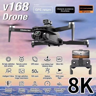 2026 Nový V168 Dron 4k 5G WiFi FPV Profesionální GPS/Optický tok HD ESC Duální kamera Širokoúhlý Vyhýbání se překážkám Bezuhlíkový RC Kvadrokoptéra Hračka Dárek