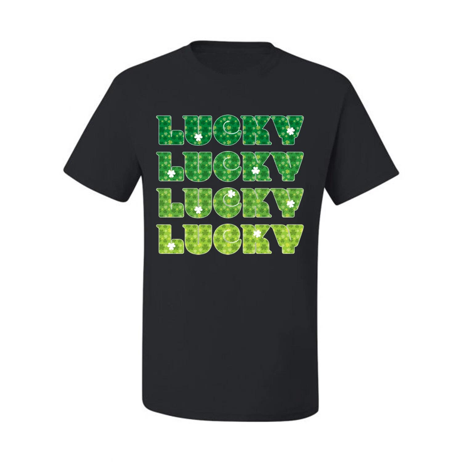 Lucky Lucky Shamrocks St Patricks Day Men Graphic T- Shirt M