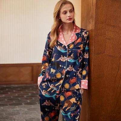 New Style Imitation Silk Pajamas for Women with Long Sleeves and Trousers, Comfortable and Refreshing Home Wear