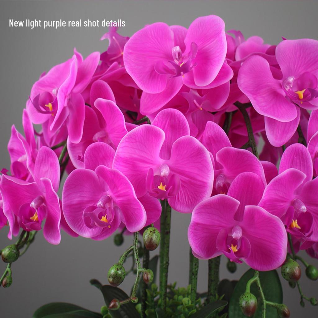 High-End PU Phalaenopsis Artificial Flowers - Single Stem for Home & Hotel Décor