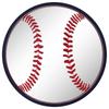 Round Baseball Wall Mirror Fun Decorative Home Sports Theme Kids Room Man Cave Easy Mount Plastic Frame Glass Decorative