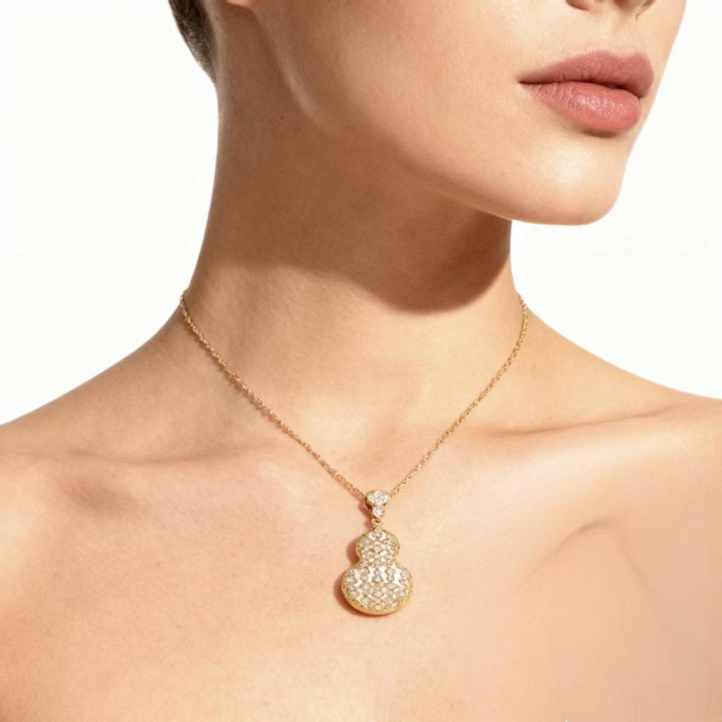 S925 Sterling Silver Zircon Gourd Pendant Necklace - Luxury, Versatile, and Elegant