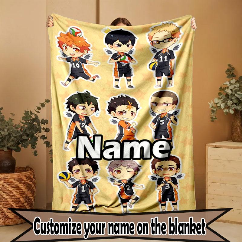 Individuelle Namenspersonalisierte Haikyu Druckdecke, Heimdekoration, Schlafzimmer, Sofa, Camping, Couch, Geschenke für Geburtstag Weihnachten