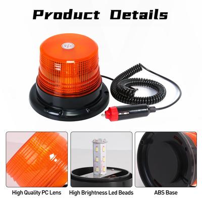 Advarselslys til bil/lastbil på taget, Nødsituation LED Strobe Lys, Blinkende Beacon med Magnetisk Base til Sikkerhed Auto 12V 24V -80V