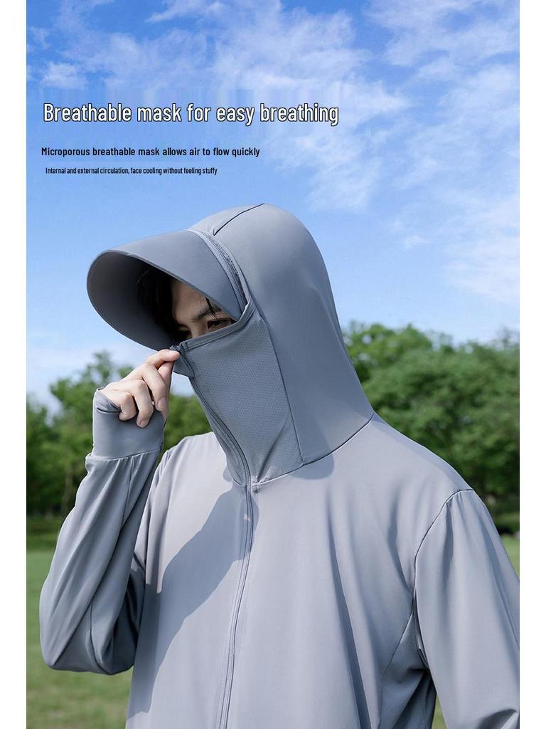 Unisex Ice Silk Sun Protection Jacket: Hooded, UV-Resistant, Ideal for Cycling, Fishing, and Outdoor Sports in Summer