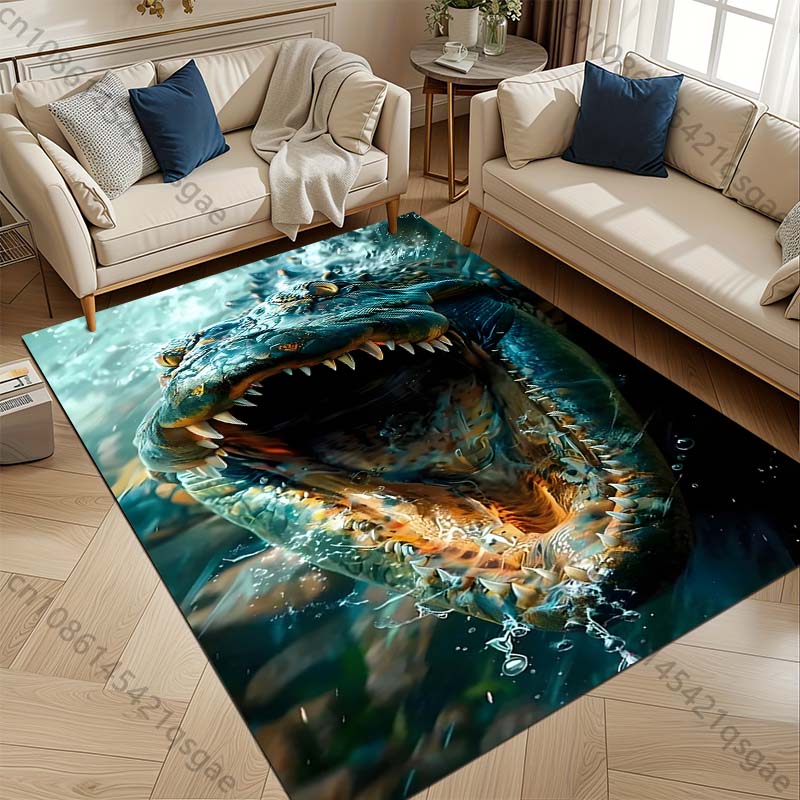 1PC Crocodile Open Mouth Water Print Carpet Rug for Living Room Bedroom Sofa Doormat Home Decor Non-slip Floor Mat