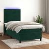 Exclusive House - Slatted Bed Base with LED Mattress Dark Green 100x200 Cm