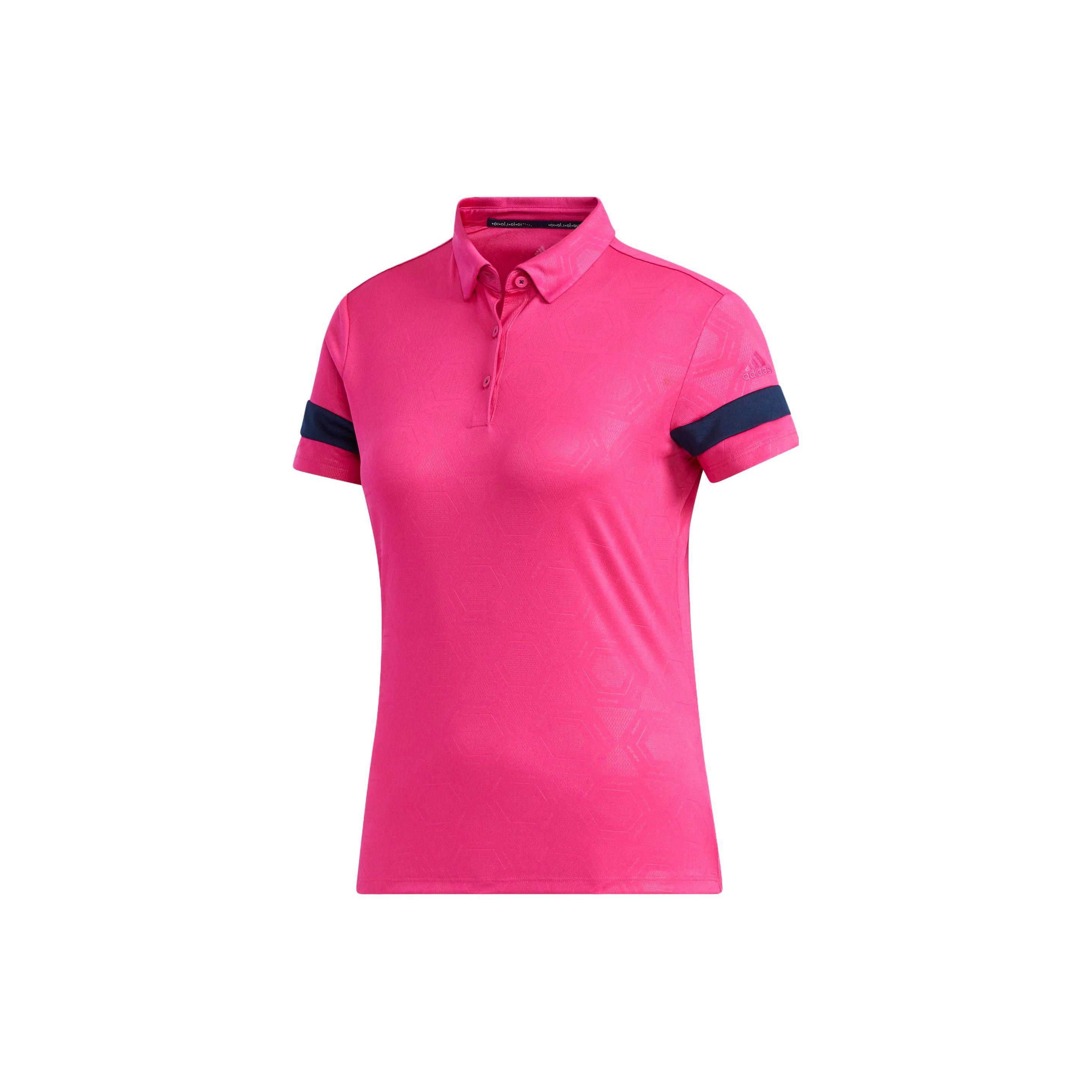 

Adidas Color Block Ribbed Sports Polo Shirt Women tops Pink FJ2438 M
