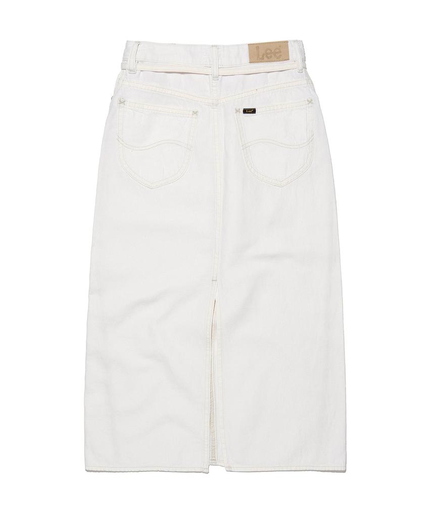 LEE Women Linen Midi Denim Skirt Ecru