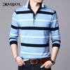 Kaiser Men's 100% Cotton Striped Long Sleeve Polo Shirt KS1538