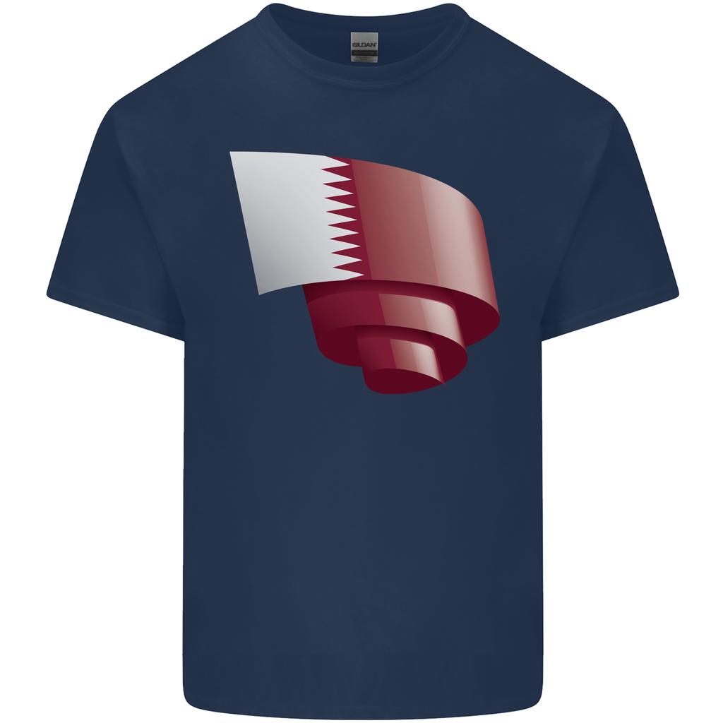 Curled Qatar Flag Qatari Day Football Unisexs Light Cotton TShirt
