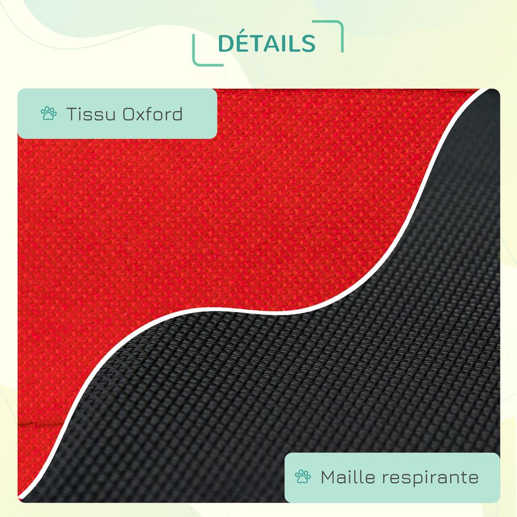 Elevated Pet Bed for Dogs Cats, Oxford Fabric and Textilene, 61 x 46 x 18 cm, Red and Black