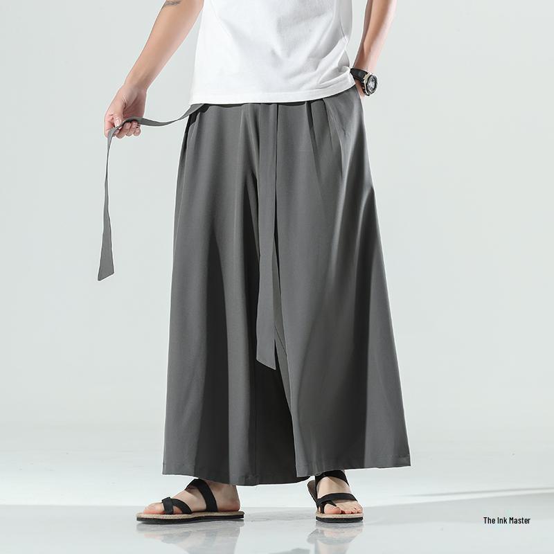 Men's Hanfu Wide-Leg Summer Pants: Retro Chinese Style, Thin Youth Tang Suit
