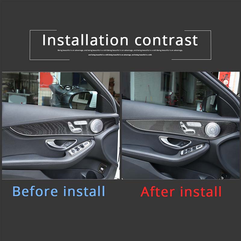 For Mercedes-Benz C-Class GLC W205 C180 2014-2020 Car Interior Doors Decoration Panel Cover Trim Soft Carbon Fiber Accessories