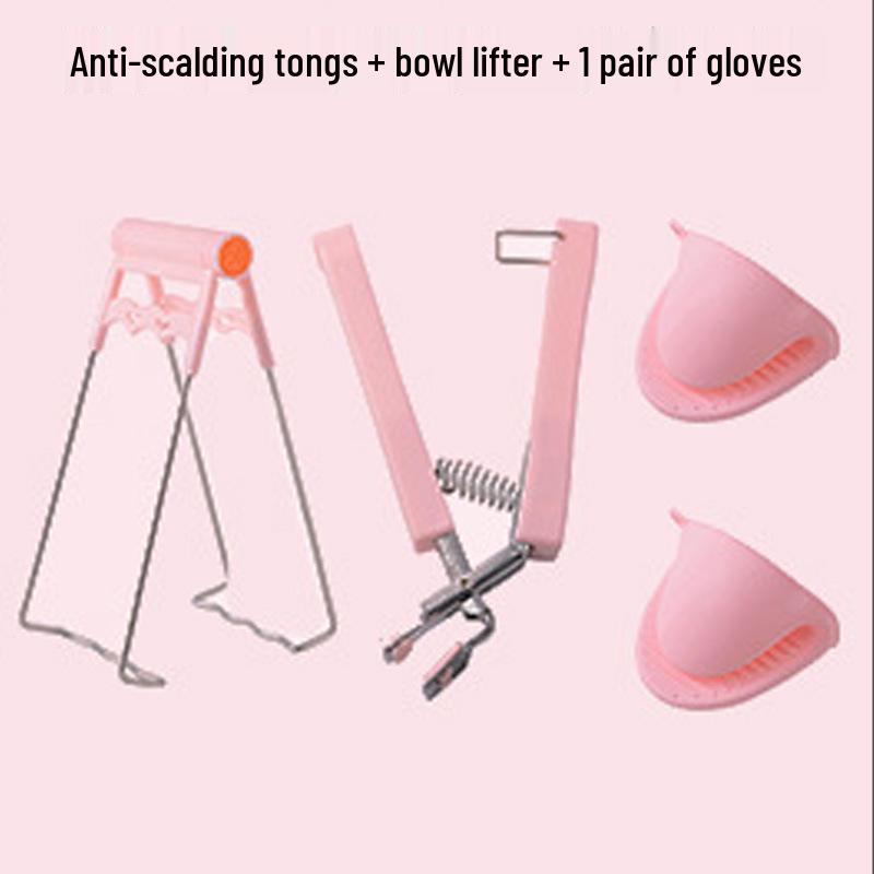 Stainless Steel Anti-scalding Gripper Set: Non-slip Tray Holder & Bowl Clip