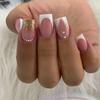 24 Stück Kurze Quadratische Gradient Weiße Press-On Nägel Mit Gebrochenem Diamant Einfache Vollabdeckung Falsche Nagelspitzen