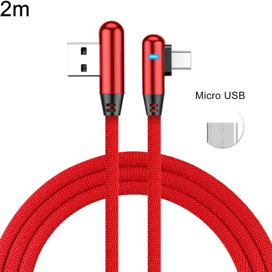 

Плетеный угловой кабель Micro USB Type-C 1/2 м, 3,1 А, для быстрой зарядки для Android iPhone 2M Micro USB красный