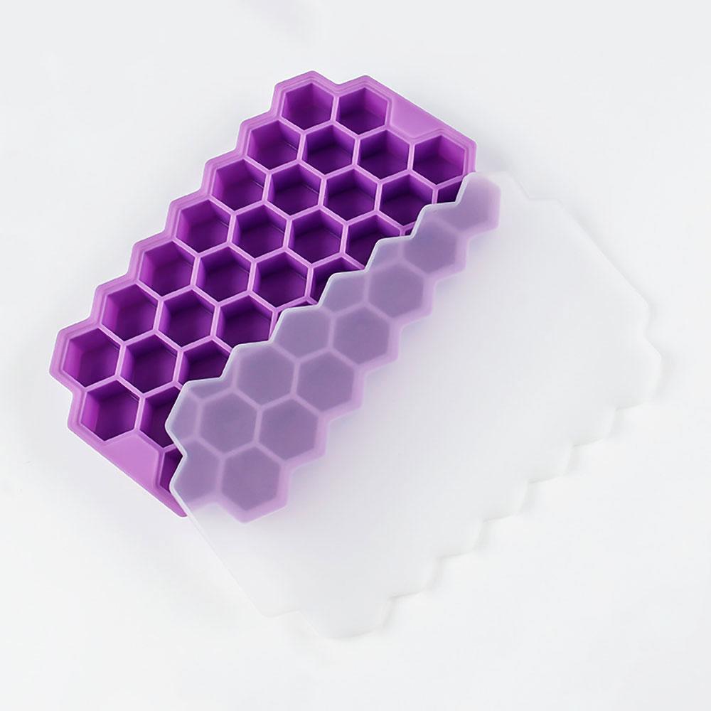 Silicone World 37 Grids Honeycomb Ice Cube Silicone Molds Silica Gel Ice Tray DIY Household Ice Making Box With Lid Ice Mold