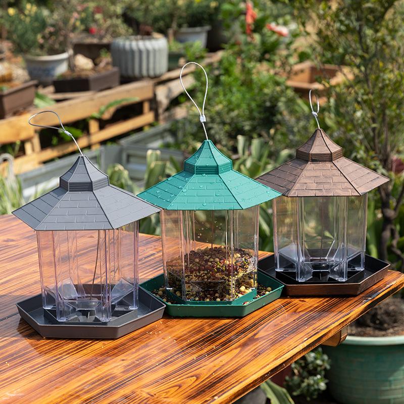 Bird Feeder Outdoor Balcony Semi-Automatic Feeder Courtyard Outdoor Hanging Waterproof Feeder For Wild Sparrows