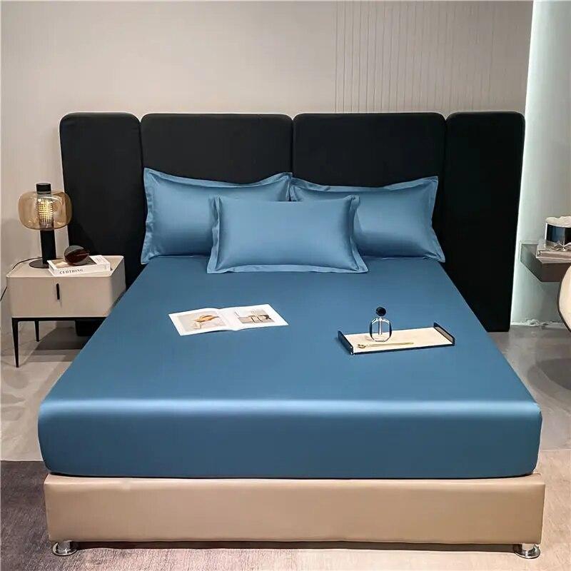 Hochwertiges Spannbettlaken aus langstapeliger Baumwolle mit Gummiband, Bettlaken, einfarbig, Matratzenbezug, Queen-Size-Bezug