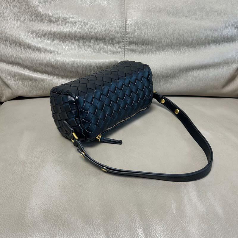 Leather rhombus bag woven pencil bag cylindrical women's bag underarm pillow bag one shoulder diagonal span handbag crossbody