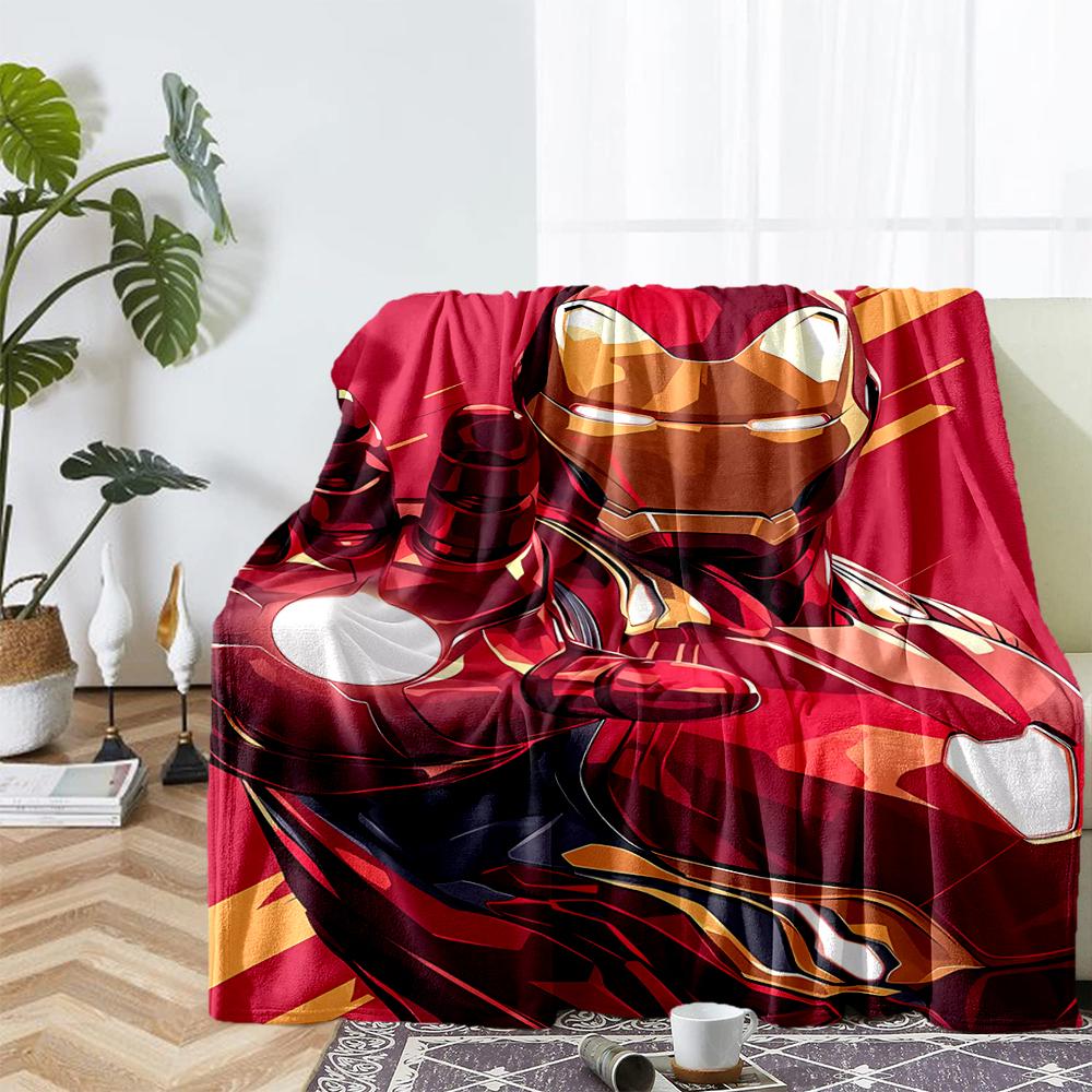 Iron Man Theme Printed Blanket - Perfect for Couch, Bed, Travel & Outdoor Use | Machine Washable, Cozy & Durable.