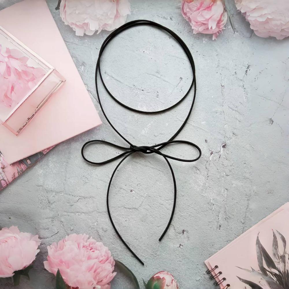 Long Velvet Rope Necklace French Black Ribbon Bow Choker Sexy Chic Neck Jewelry for Women Evening Party Banquet Birthday Gift