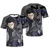 Anime Blue Lock Tsurugi Zantetsu 3D-Druck Kurzarm-T-Shirt, Doppelseitiges Fußball-Charakter-T-Shirt Nr. 10, Lässiges lockeres Sommer-Oberteil für Anime-Fans